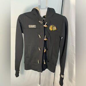 Chicago Blackhawks Old Time Hockey Full Zip‎ Sweatshirt Jacket Women's M Black